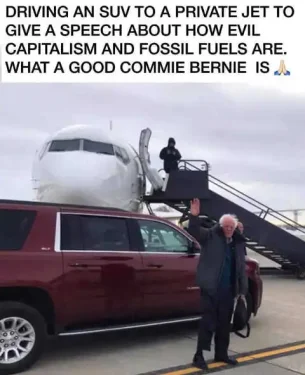 bernie-sanders-driving-suv-to-private-jet-to-give-speech-of-evil-capitalism-and-fossil-fuels.webp